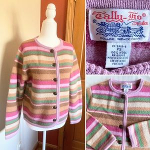 Vintage 1980's 100% Wool Knit A Tally Ho Creation Striped Sweater Size PS